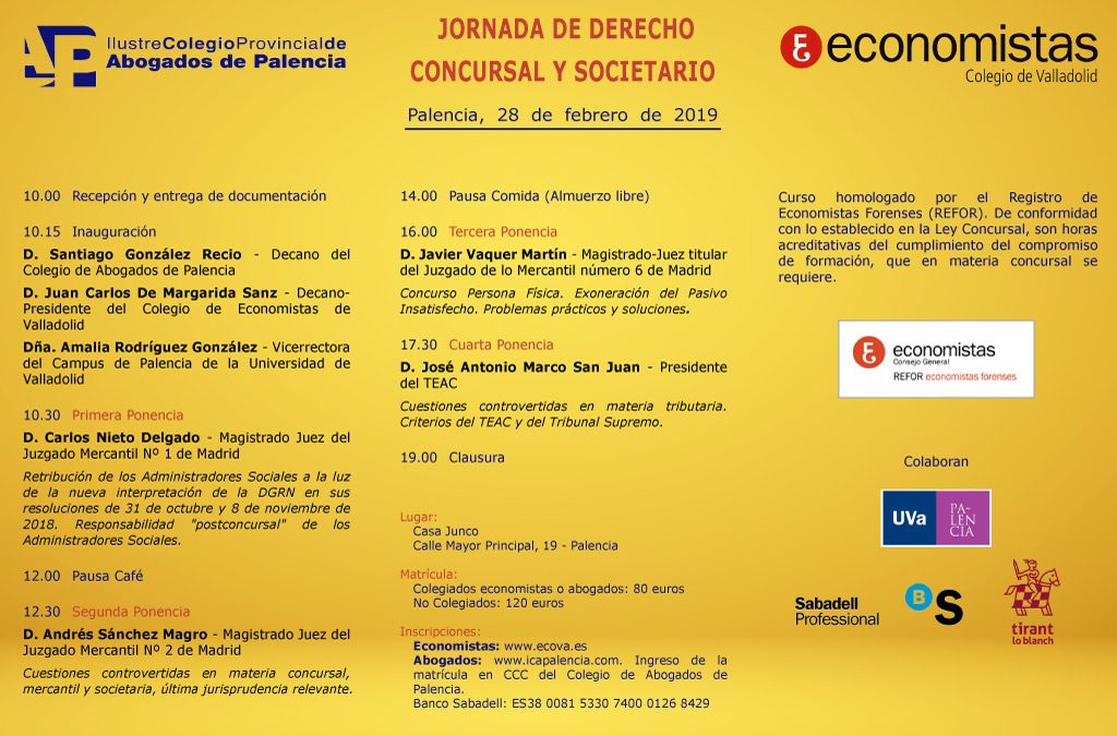 Jornada de Derecho Mercantil. Societario y Concursal
